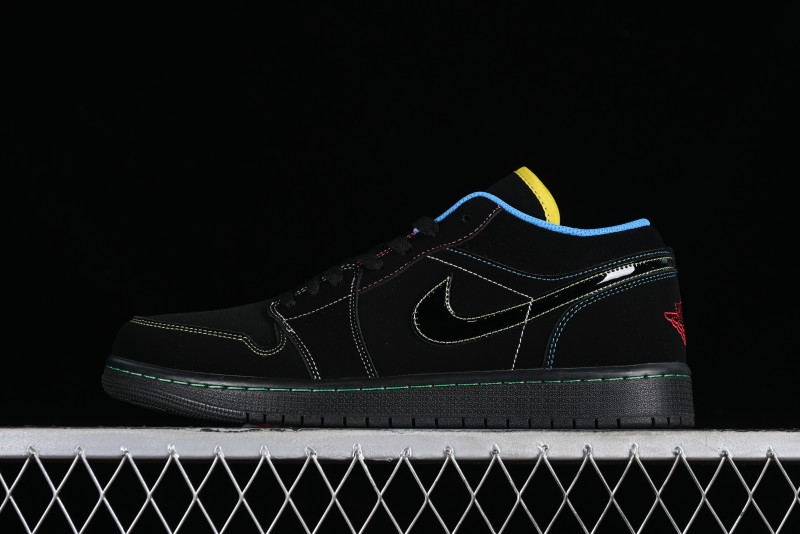 Nike Air Jordan 1 Low AJ1 Black Green Low Top Lifestyle Basketball Shoes - 338145-003