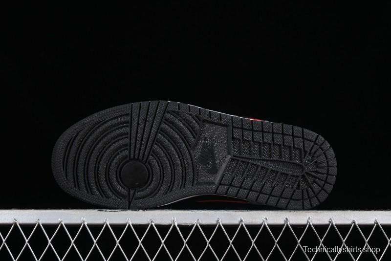 Nike Air Jordan 1 Low AJ1 Basketball Shoes in Grey Black with Red Swoosh - FZ4183-002