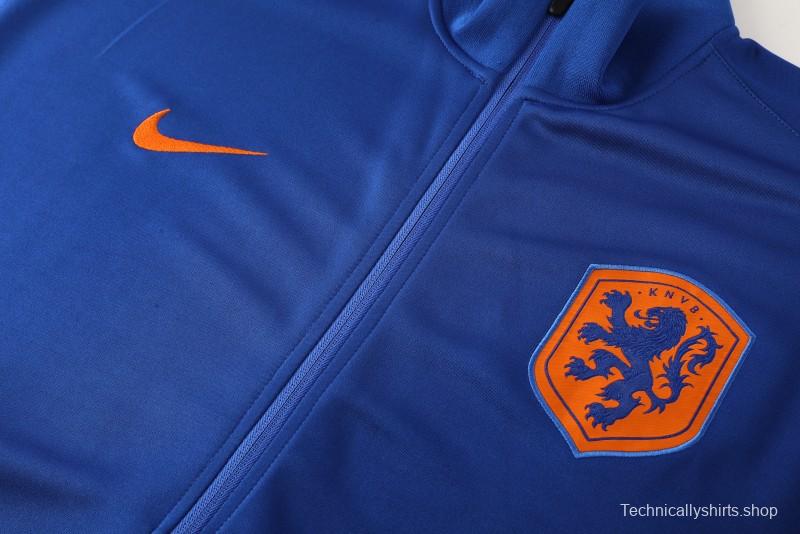 2024 Netherlands Blue Full Zipper Jacket +Long Pants