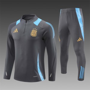 2024 Argentina Grey Half Zipper Jacket+Long Pants