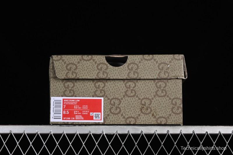 Nike SB Dunk Low Gucci Collaboration - Double G Embroidery Black Swoosh Anniversary Custom Low-Top Casual Skate Shoes - SF1588-136