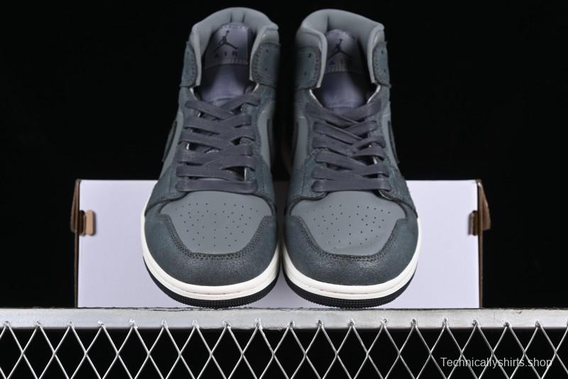 Nike Air Jordan 1 Mid Basketball Shoes in Space Gray - FJ3448-001