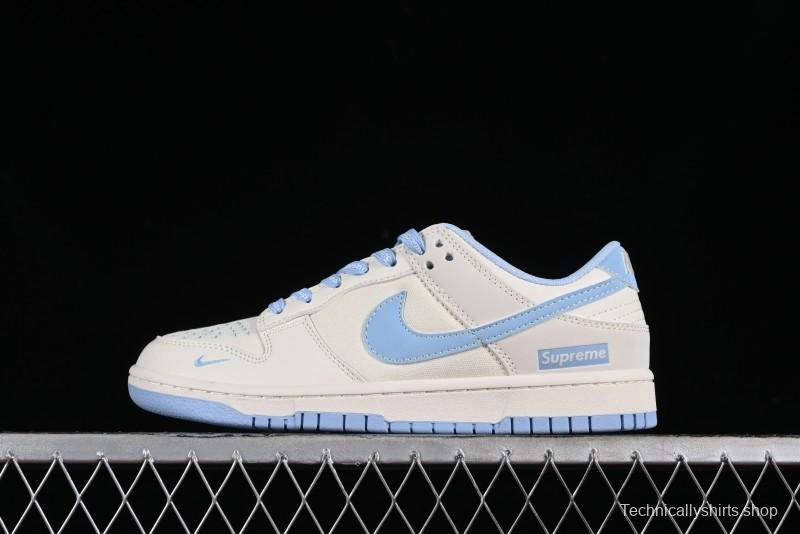 Nike SB Dunk Low Supreme Collaboration - Sky Blue Canvas Anniversary Custom Low-Top Casual Skate Shoes - BB6698-513