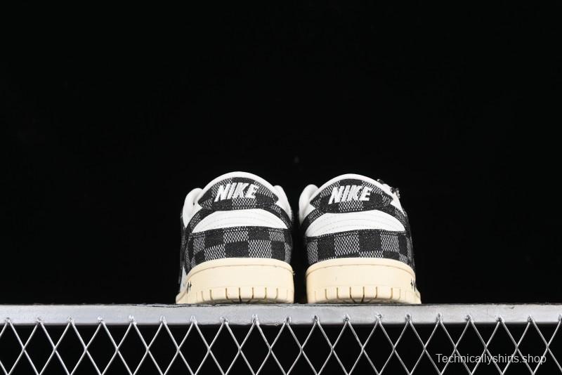 Nike SB Dunk Low LV Collaboration - Black Checkerboard Anniversary Custom Low-Top Casual Skate Shoes - XB3802-353