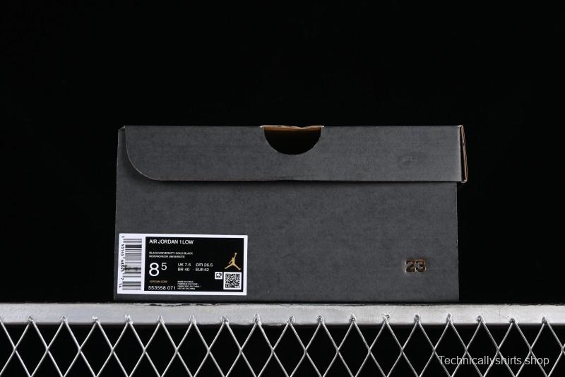 Nike Air Jordan 1 Low AJ1 Black Gold Hook Casual Sneakers - 553558-071