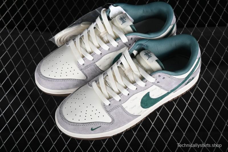 Nike SB Dunk Low Stussy Collaboration - Grey Green Pig Anniversary High-End Custom Low-Top Casual Skate Shoes - CF3688-007