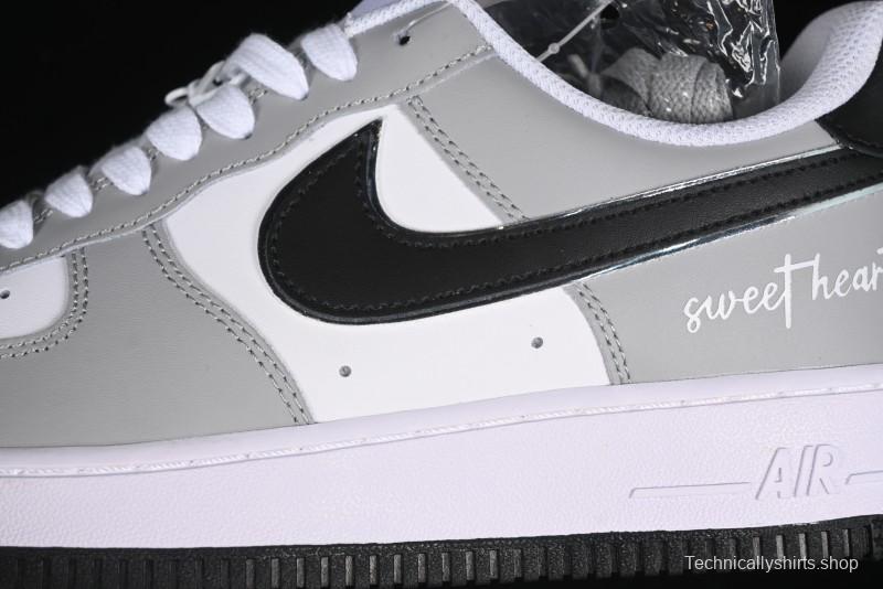 Nike Air Force 1 '07 Low White Grey Black Double Swoosh Casual Sneakers - DY8899-001