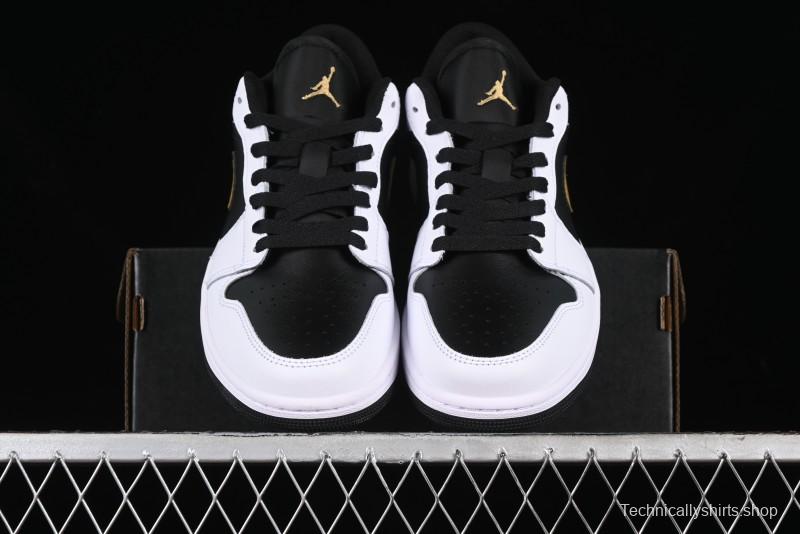 Nike Air Jordan 1 Low AJ1 Black White Gold Hook Basketball Shoes - 553558-172