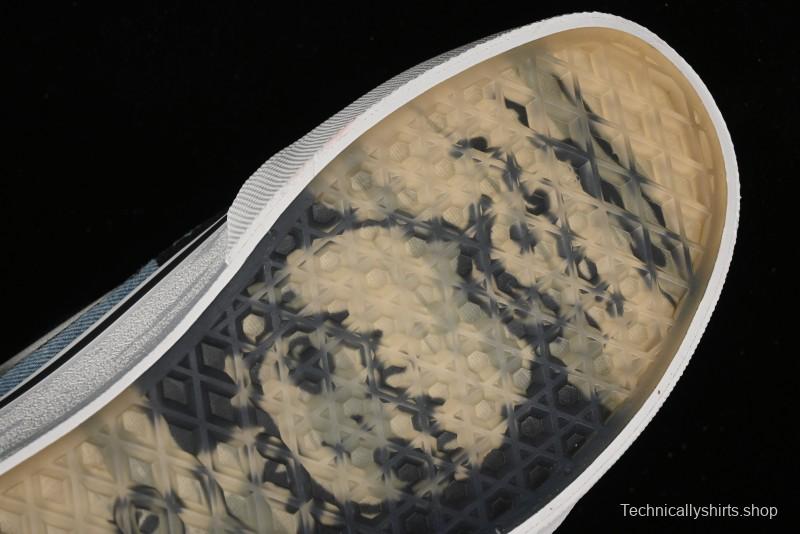 HIRONO Knu Skool Low-Top Casual Sneakers with Denim Graffiti Design - VN0009QCRBL