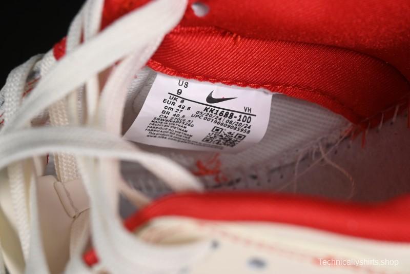 Nike SB Dunk Low Comme des Garcons Collaboration - Off-White Small Red Hook Anniversary High-End Custom Low-Top Casual Skate Shoes - KK1688-100