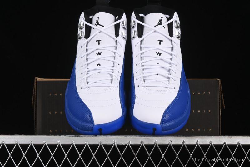 Nike Air Jordan 12 Retro Basketball Shoes in White Blue - CT8013-140