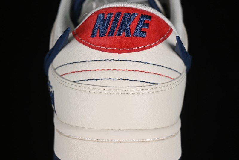 Nike SB Dunk Low Stussy Collaboration - Off White with Big Blue Swoosh Anniversary High-End Custom Low-Top Casual Skate Shoes - XY1688-009