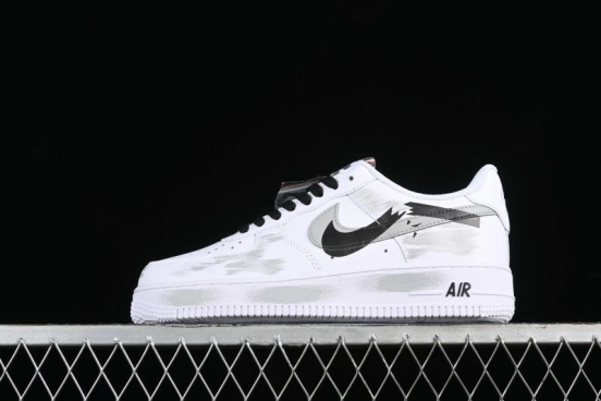 Nike Air Force 1 '07 Low Custom Hand-Painted 2D Theme with Broken Three-Hook Shadow and Strap - CW2288-111