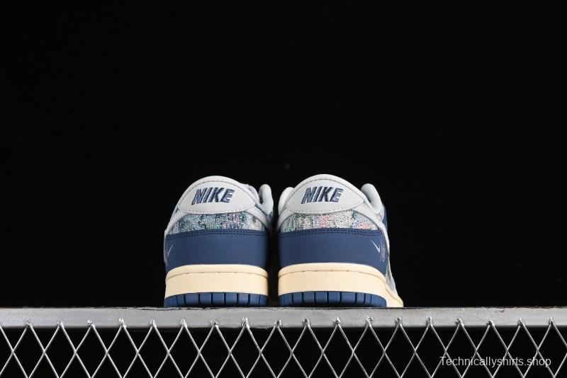 Nike SB Dunk Low CLOT Collaboration - Gray Blue Knit Anniversary Custom Low-Top Casual Skate Shoes - JH8310-950