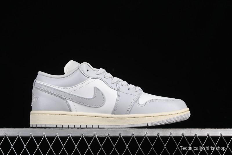 Nike Air Jordan 1 Low Casual Sneakers in White-Grey - FQ7687-300