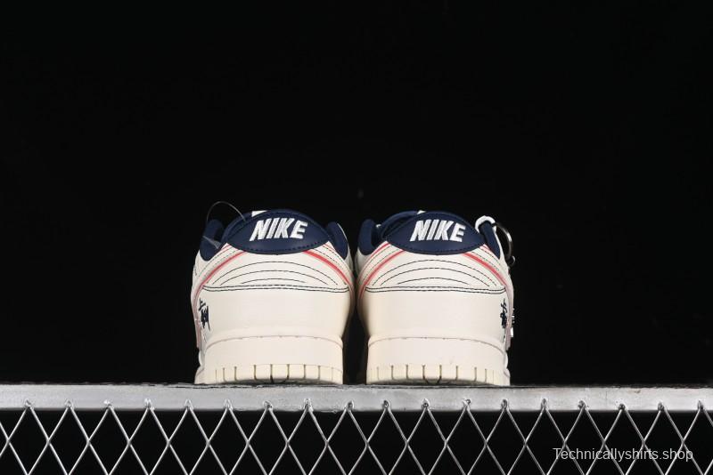 Nike SB Dunk Low Stussy Collaboration - Black Red Bunny Anniversary Custom Low-Top Casual Sneakers - XY1688-012