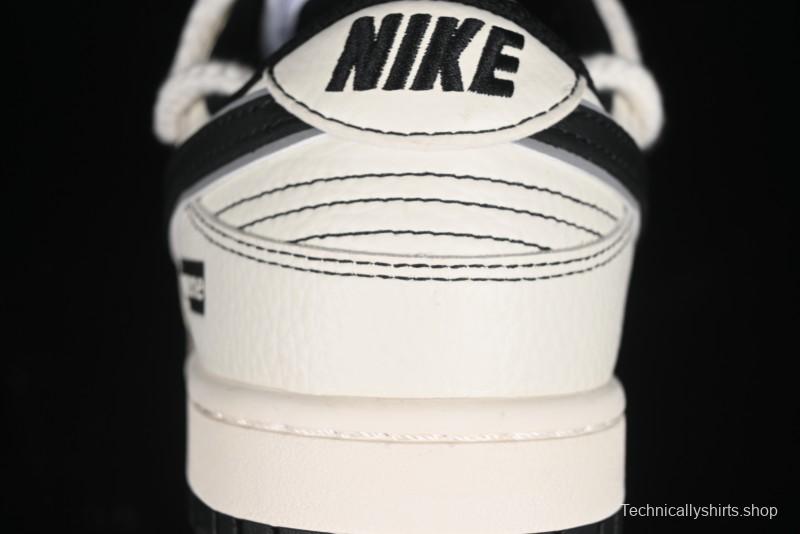 Nike SB Dunk Low Supreme Collaboration - Beige Black Mini Swoosh Anniversary Customized Low-Top Casual Skate Shoes - XX2025-566