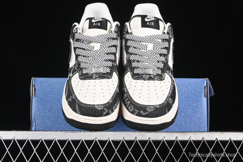 Nike Air Force 1 '07 Low Levi's Collaboration Double Swoosh Beige Black Casual Sneakers - SJ6698-001