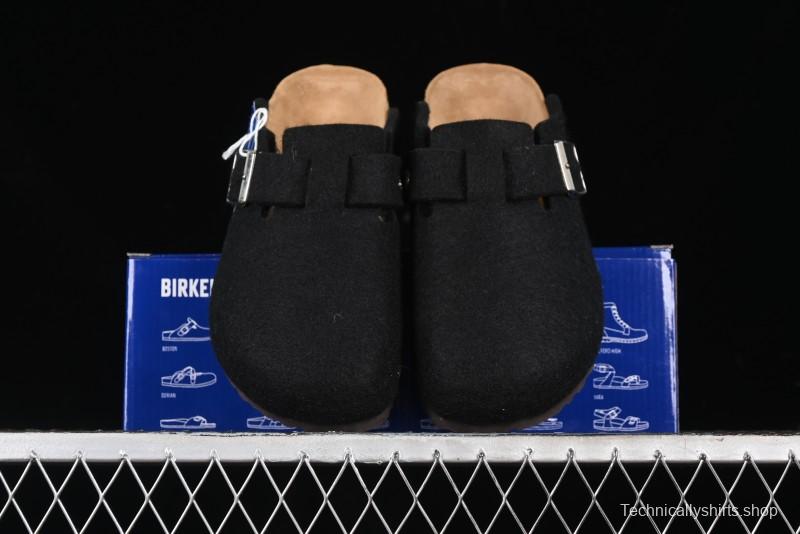 Birkenstock Half Open Toe Sandals with Smokeless Coal Wool Upper - G.D4