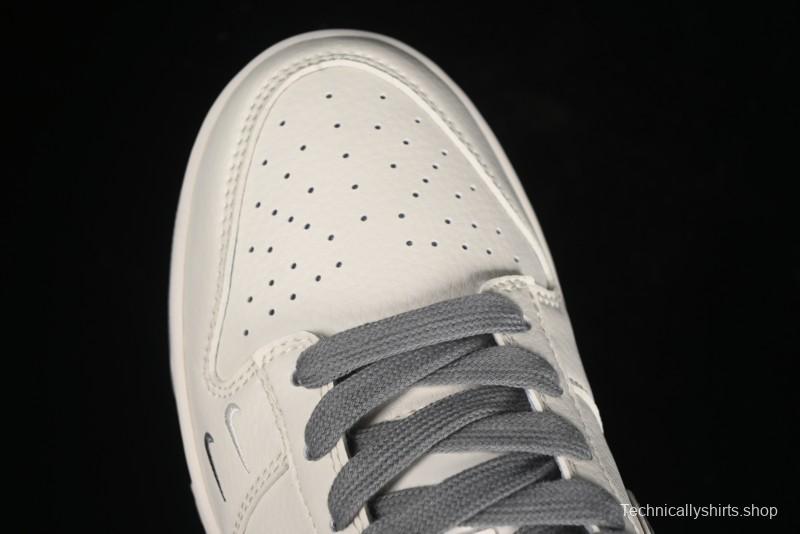 Nike SB Dunk Low Stussy Collaboration - Off White Dark Grey Swoosh Anniversary Custom Low-Top Casual Skate Shoes - DQ1098-382