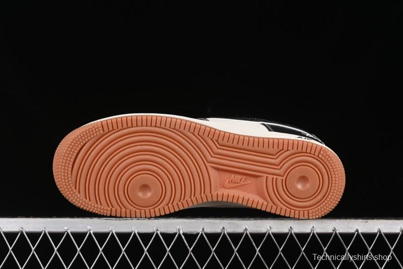 Nike Air Force 1 '07 Low Stussy Collaboration - Black Gum Marked Swoosh Low-Top Casual Sneakers - XZ9688-001