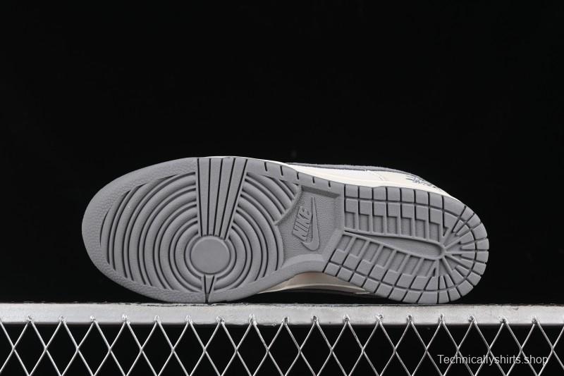 Nike SB Dunk Low Stussy Collaboration - Grey Pigskin Red Tail Anniversary High-End Custom Low-Top Casual Skate Shoes - XY2025-015