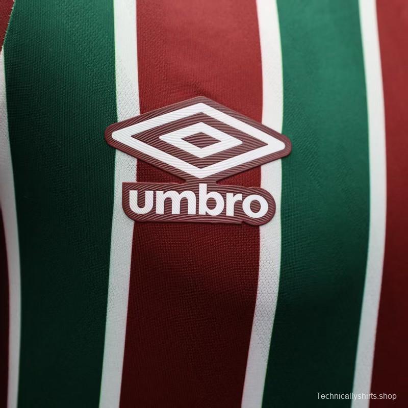 Player Version 25/26 Fluminense Green and Burgundy Vertical Striped with White Trim Jersey