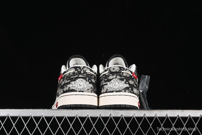 Nike Air Jordan 1 Low AJ1 Dior Collaboration - White Black Red Label Retro Basketball Shoes - SJ9950-036
