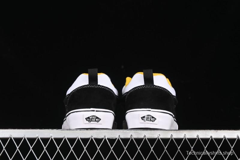 Vans Knu Skool Low-Top Retro Casual Vulcanized Slip-On Sneakers in Black White Yellow - VN000D6C6RJ