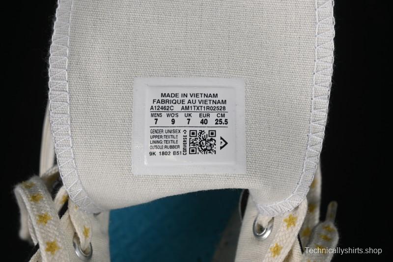 Converse Chuck 1970s High-Top Sneakers with Gold Star Accents and Classic Black & White Design - A12462C