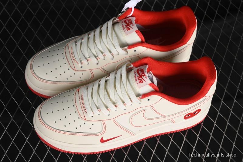 Nike Air Force 1 '07 Low Comme des Garcons Collaboration - Off-White Red Line Low-Top Casual Sneakers - KK3333-001