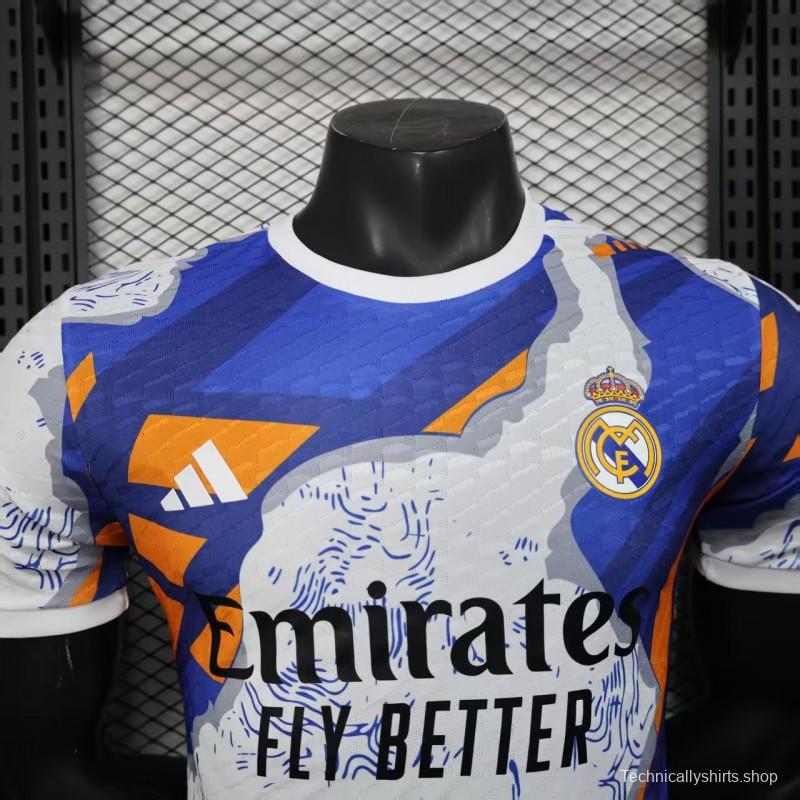 Player Version 25/26 Real Madrid Limited Edition Blue Orange Abstract Pattern Jersey