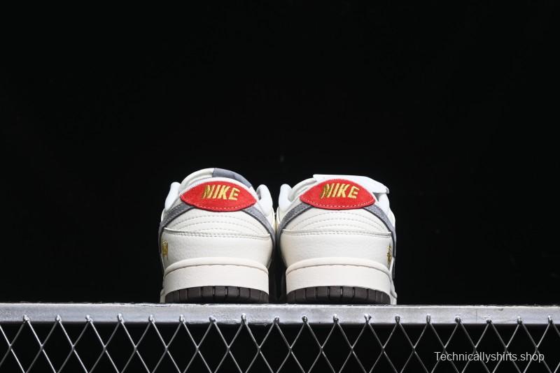 Nike SB Dunk Low Stussy Collaboration - Beige Grey Gold Embroidery Anniversary High-End Custom Low-Top Casual Skate Shoes - XS1086-001