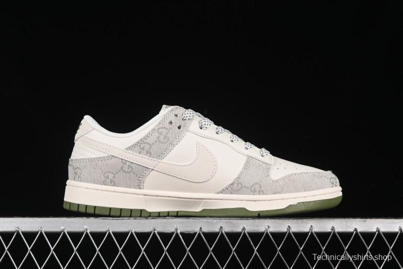 Nike SB Dunk Low Gucci Collaboration - Smoke Green Anniversary High-End Custom Low-Top Casual Skate Shoes - XX2025-389