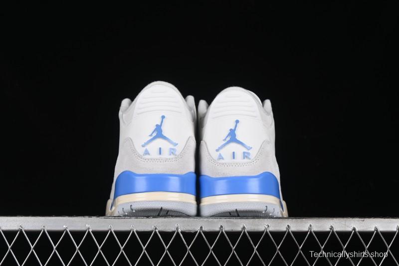 Nike Air Jordan 3 Retro "Lucky Shorts" Basketball Shoes with University Blue and White Colorway - CT8532-101