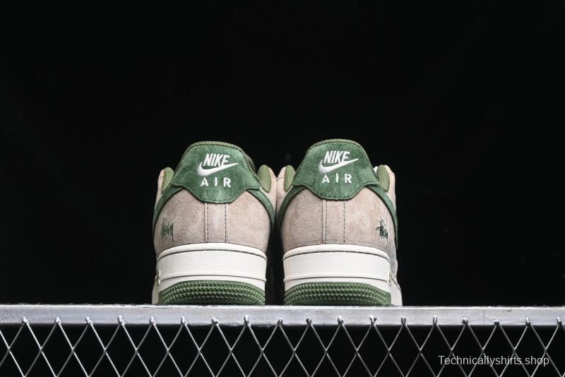 Nike Air Force 1 '07 Low Stussy Collaboration Light Brown Green Low-Top Casual Sneakers - XZ6188-666