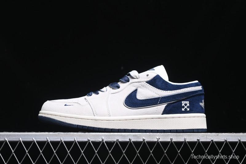 Nike Air Jordan 1 Low OF Collaboration - Premium Custom Retro Basketball Shoes in Blue Grey - DM9188-003