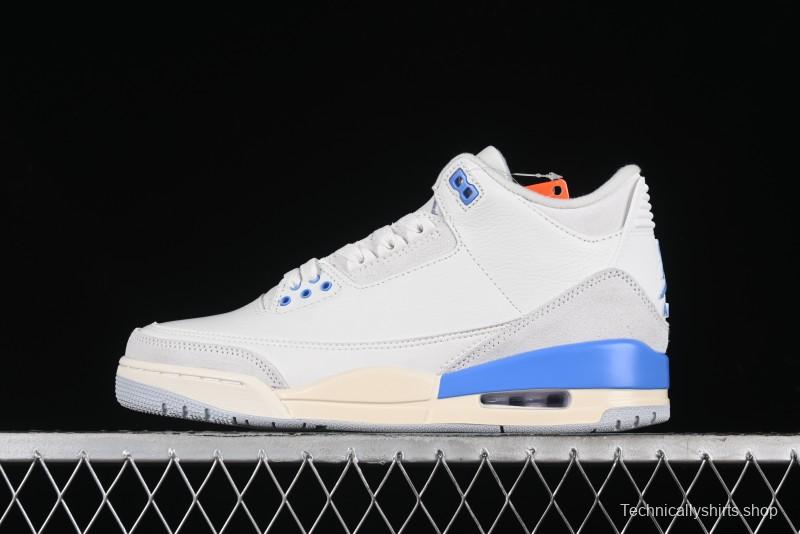 Nike Air Jordan 3 Retro "Lucky Shorts" Basketball Shoes with University Blue and White Colorway - CT8532-101