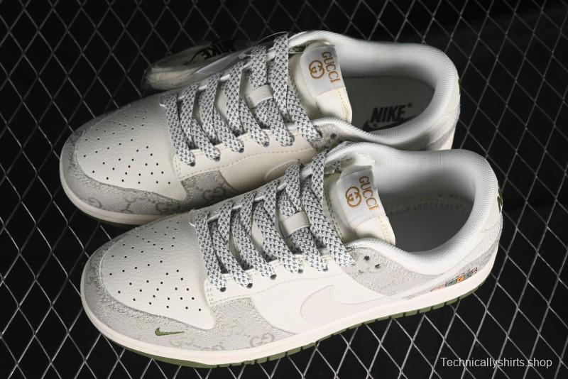 Nike SB Dunk Low Gucci Collaboration - Smoke Green Anniversary High-End Custom Low-Top Casual Skate Shoes - XX2025-389