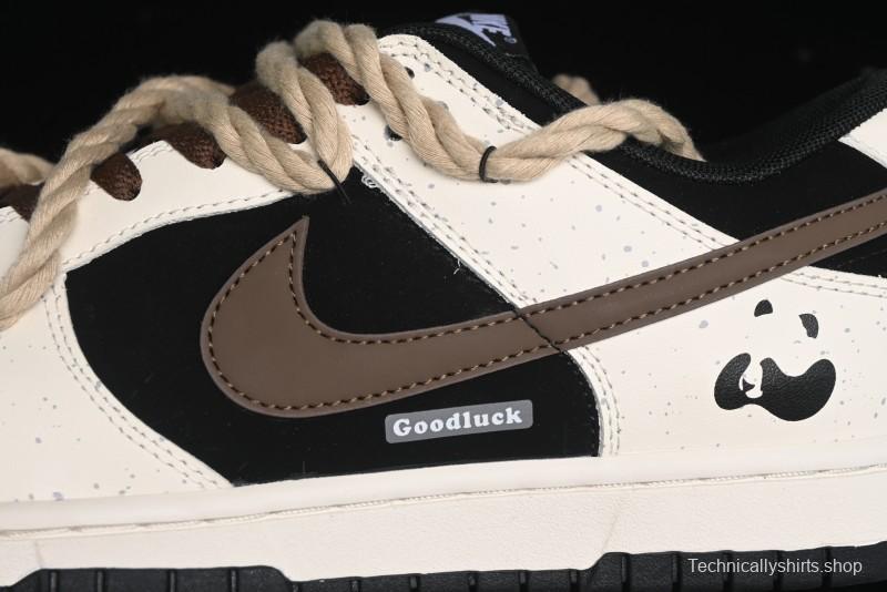 Nike Dunk Low Retro Casual Sneakers with Little Panda and Dopamine Mocha Design - DD1391-100