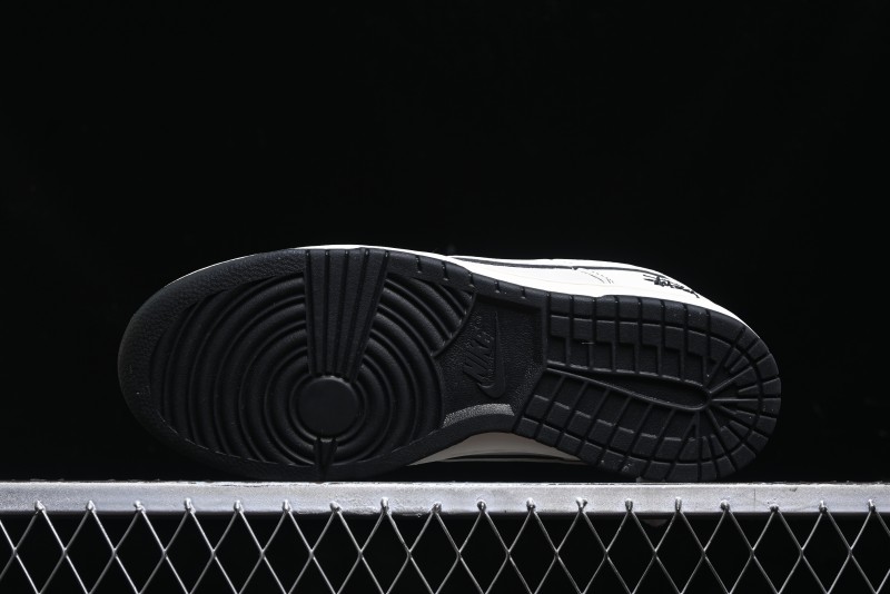 Nike SB Dunk Low Stussy Collaboration - Beige Black Line High-End Custom Low-Top Casual Skate Shoes - BB7518-008