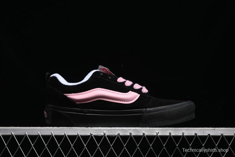 Vans Knu Skool Low Top Retro Sneakers in Black Pink with Big Logo - VN0009QC6BT1