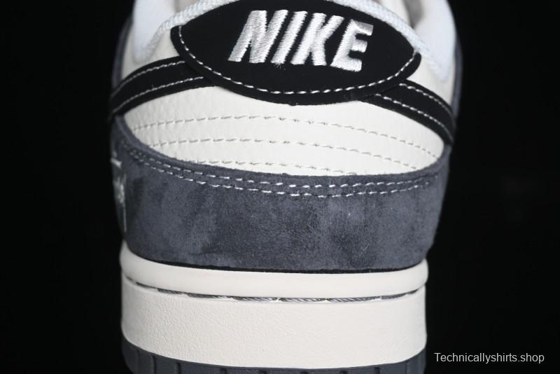 Nike SB Dunk Low Stussy Collaboration Patch Grey Black Black Swoosh Anniversary Custom Low-Top Casual Skate Shoes - MM1089-026