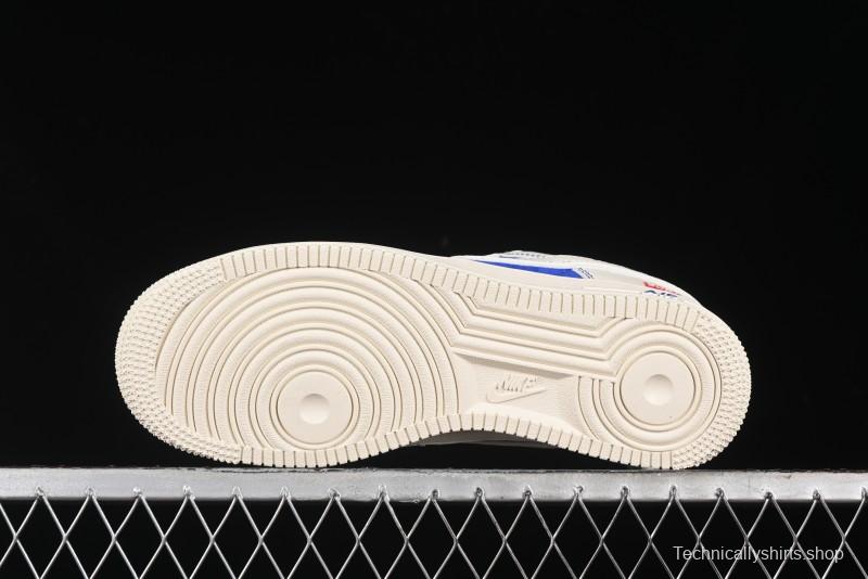 Nike Air Force 1 '07 Low Supreme Collaboration - Off White Navy Blue Low Top Casual Sneakers SJ6698-004