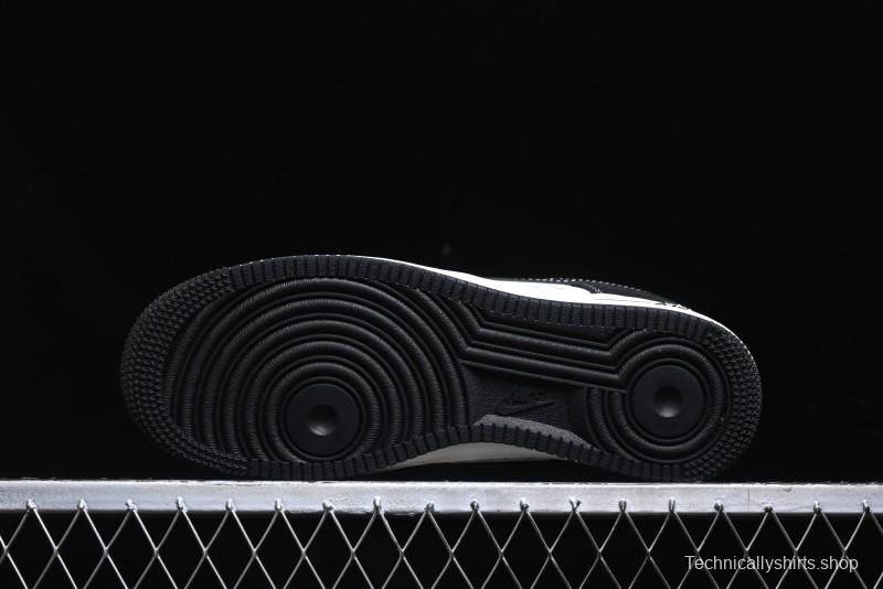Nike Air Force 1 '07 Low Stussy Collaboration - Black White Mini Swoosh Low-Top Casual Sneakers - SJ6698-010
