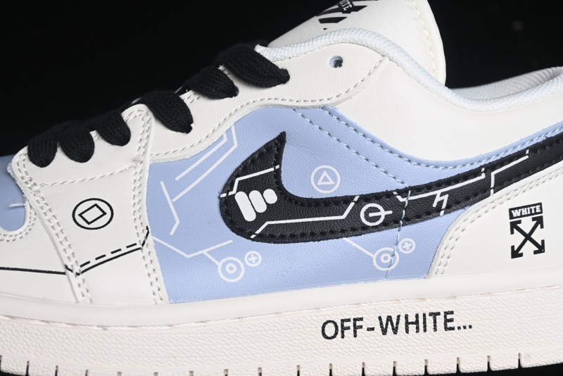 Nike Air Jordan 1 Low AJ1 OF Collaboration - Customized Retro Basketball Shoes with 3D Buttons - DM9188-001