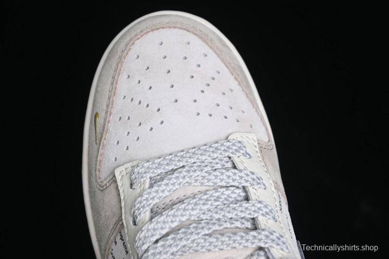 Nike SB Dunk Low Stussy Collaboration - Beige Grey Gold Embroidery Anniversary High-End Custom Low-Top Casual Skate Shoes - XS1086-001