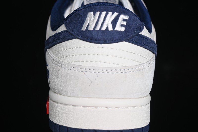 Nike SB Dunk Low Supreme x Stussy Triple Collaboration - Off White Navy Swoosh Anniversary High-End Custom Low-Top Casual Skate Shoes - SJ2068-271