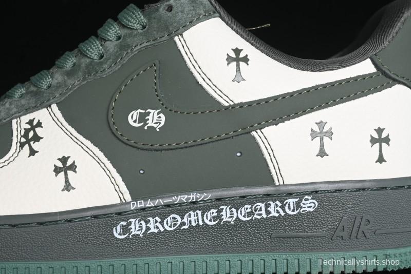 Nike Air Force 1 '07 Low Chrome Hearts Collaboration - Moss Green White Low-Top Casual Sneakers - KK1988-029