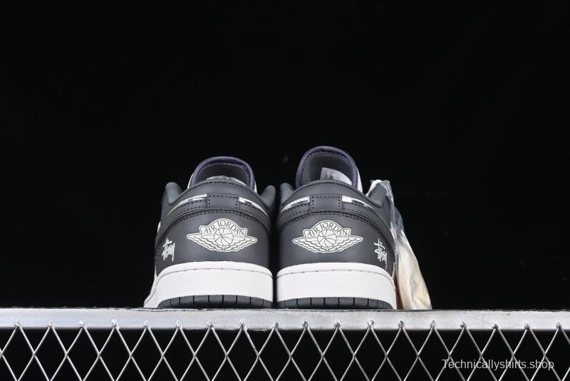 Nike Air Jordan 1 Low Stussy Collaboration - Signal Black Retro Basketball Shoes - XX3318-966